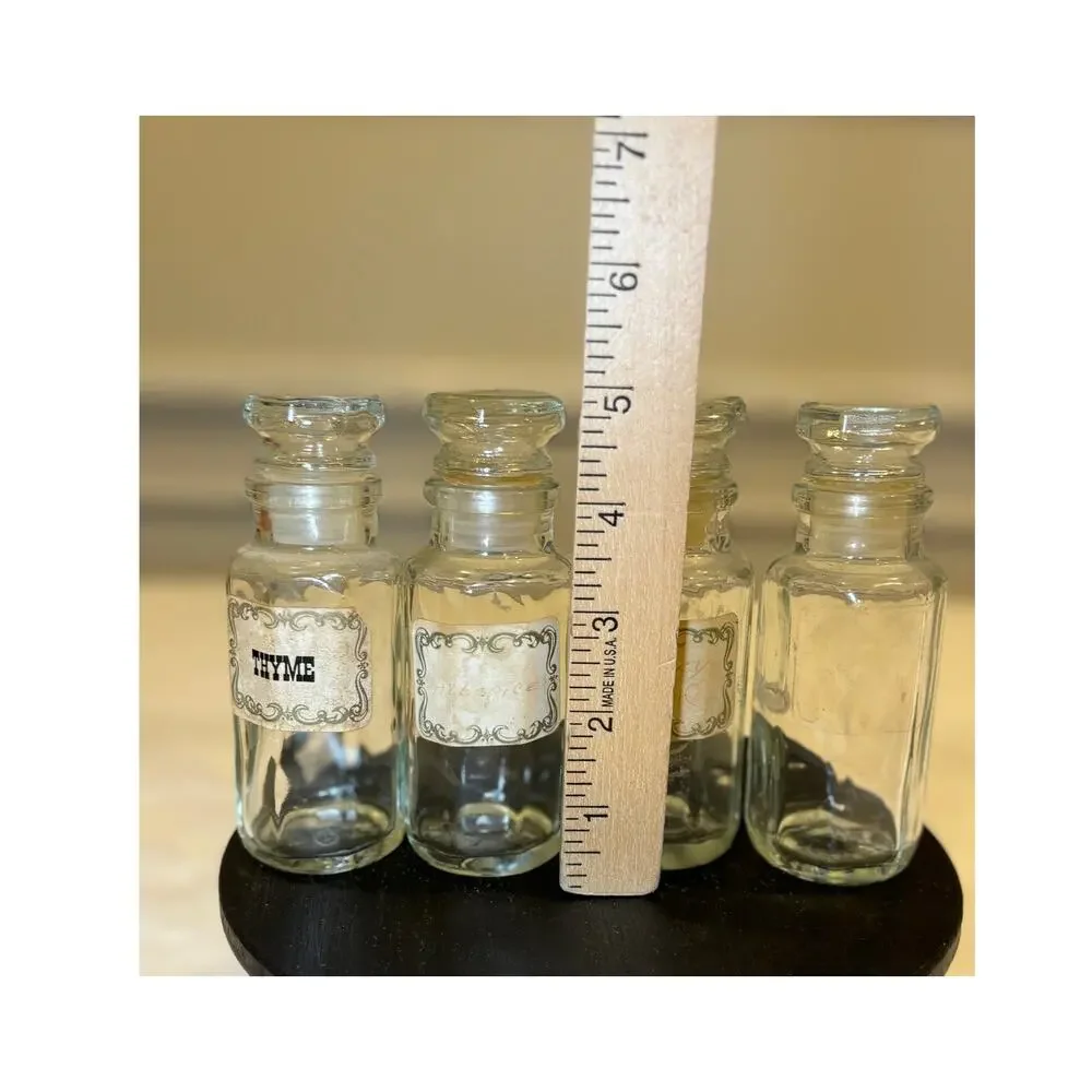 Vintage Retro 70s Spice Bottles Apothecary Glass Bottles Boho Country‎ Primitive